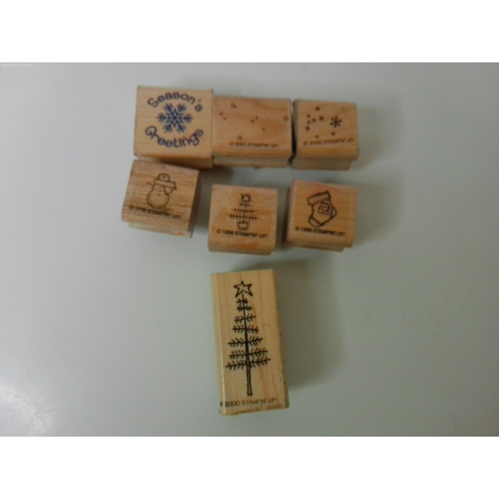Lot Of 7 Christmas Themed Rubber Stamps Trees Snowflakes Various Brands
